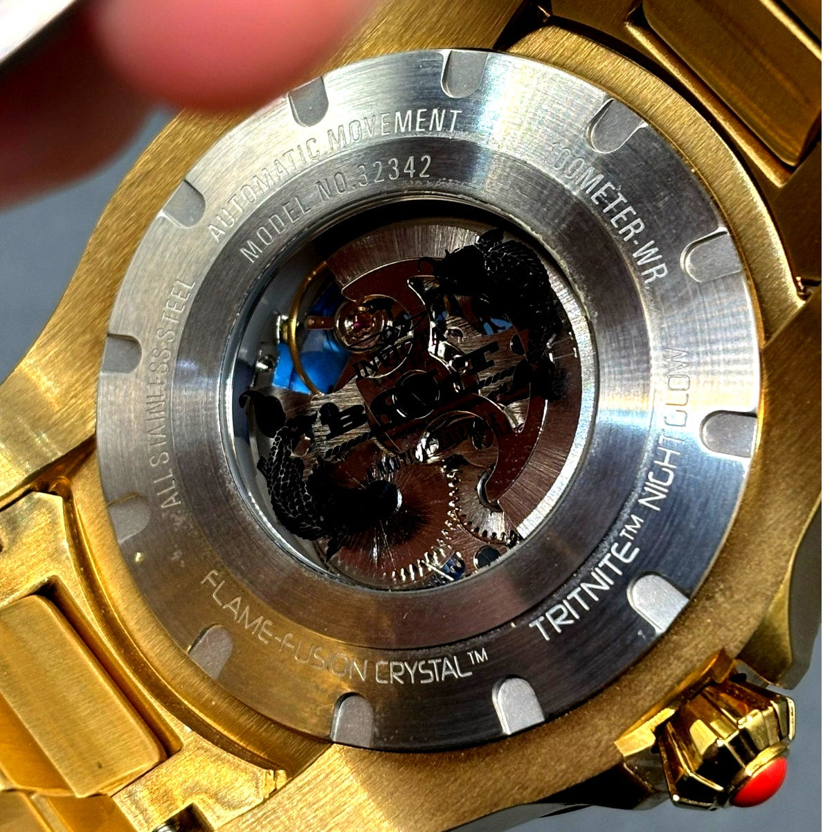 Invicta 32342 Bolt Trinitite Koi Automatic Gold Blue Skeleton Dial 52mm