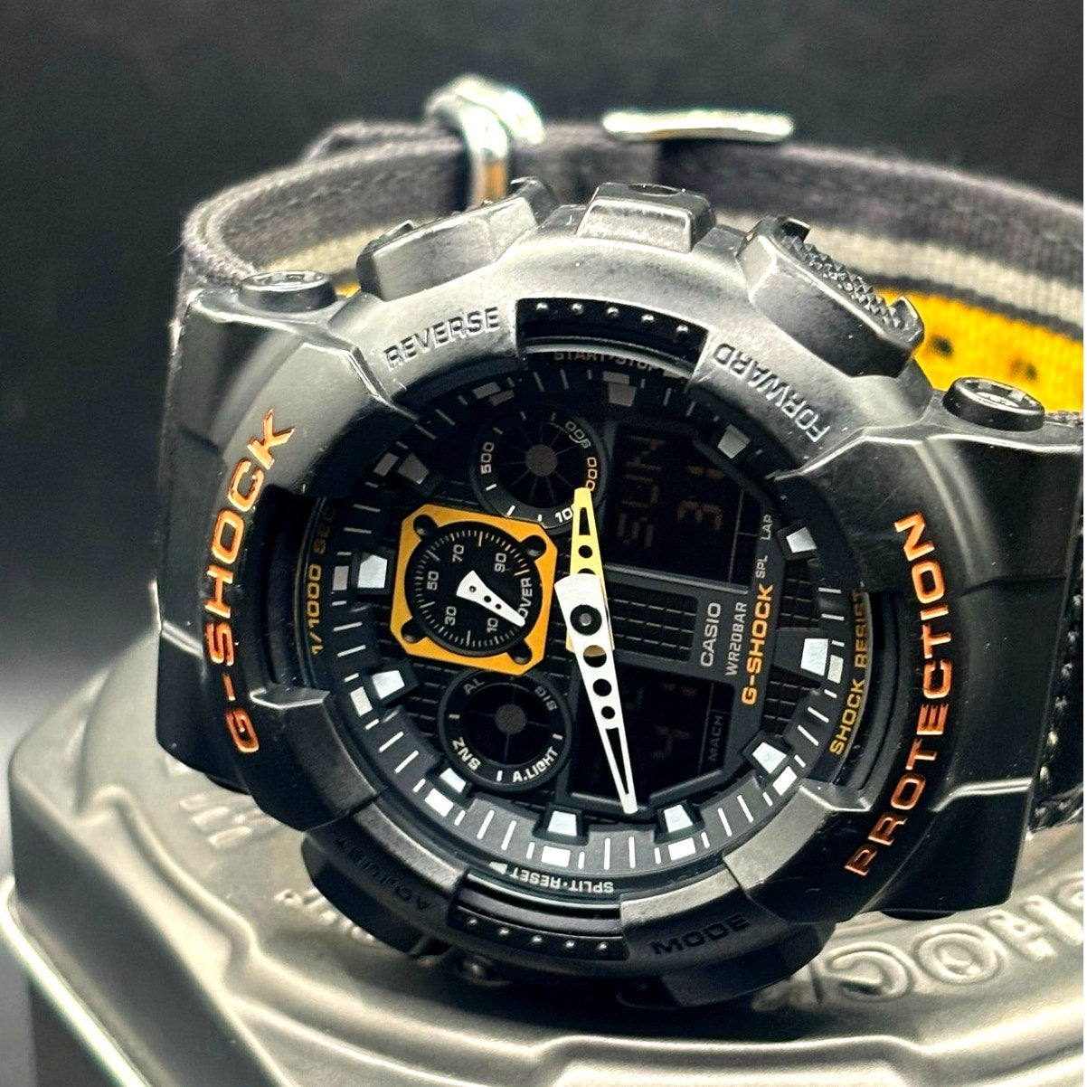 Casio G-Shock GA100MC-1A4 Military Color Black Gold  Nylon Cloth Men's Watch