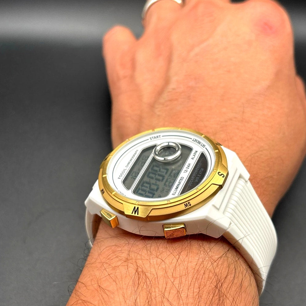 Fossil Everett ES5195 Unisex Solar Powered Digital White Silicone Watch NIBWT