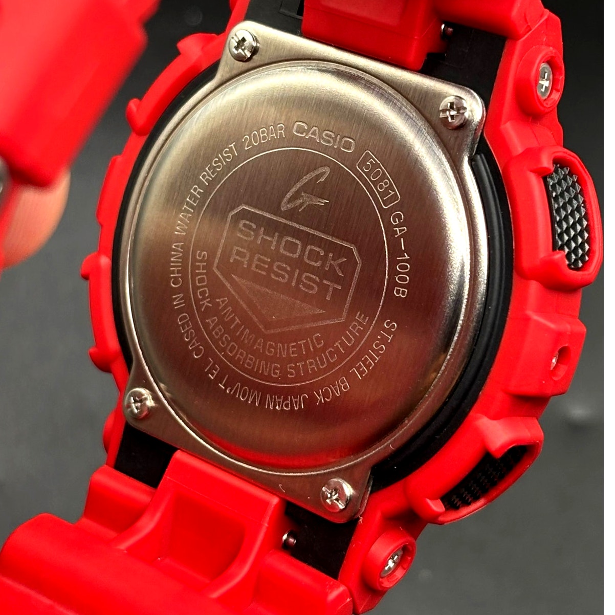 Casio G-Shock GA100B-4A Bright Red Analog Digital Men’s Sport Watch 200M