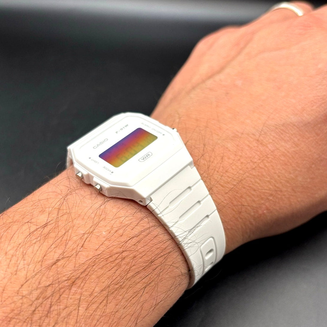 LWS Sunset Frost Casio F91W White Resin Custom Mod Digital Watch