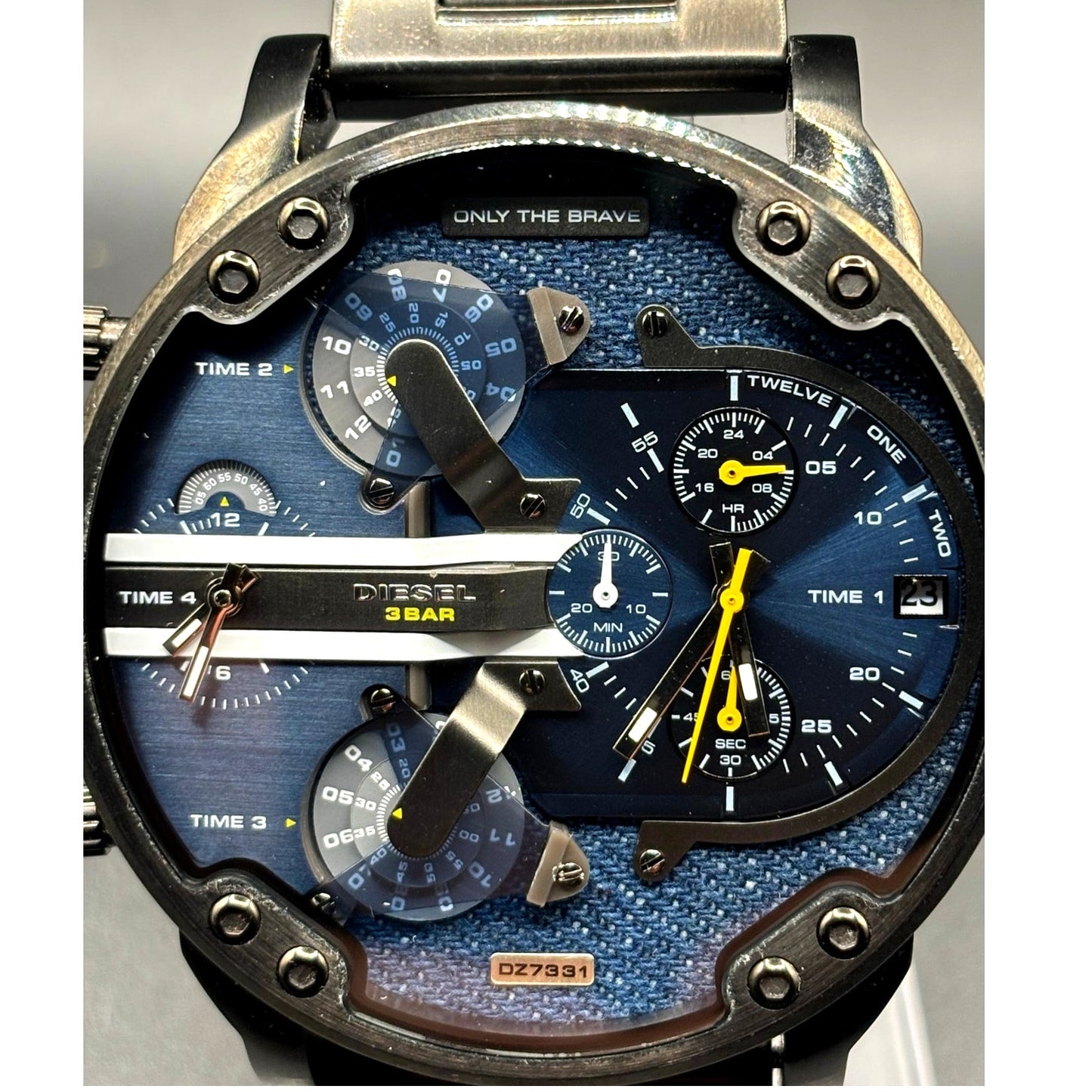 Diesel Mr Daddy 2.0 DZ7331 Blue Dial Multi Time Zone Chronograph Men's Watch NIB