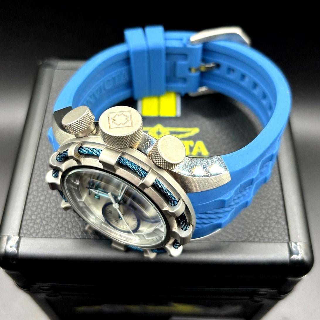 Invicta Bolt 22152 Chronograph 50mm Silver Blue Men’s Silicone Strap Watch