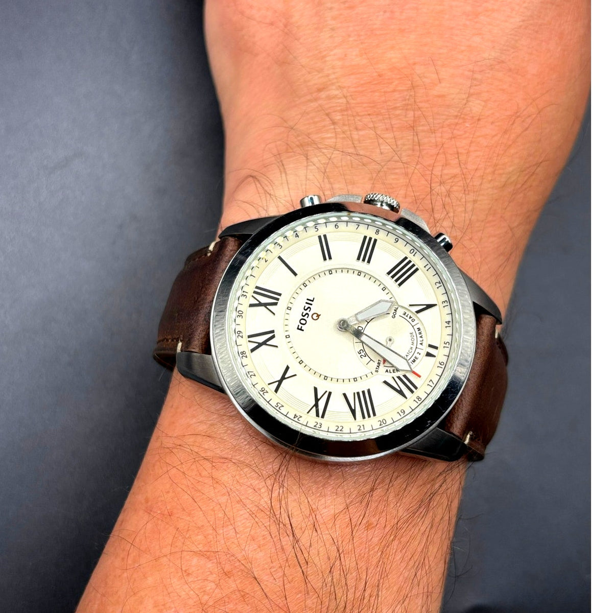 Fossil Q Grant FTW1118 Hybrid Smartwatch Brown Leather 44mm Men’s Watch