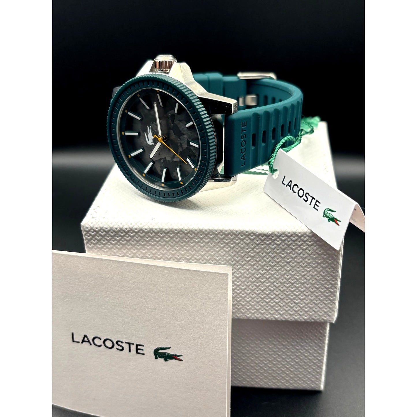 Lacoste Highkey 2011358 Men’s Green Silicone Strap Quartz Watch NIBWT
