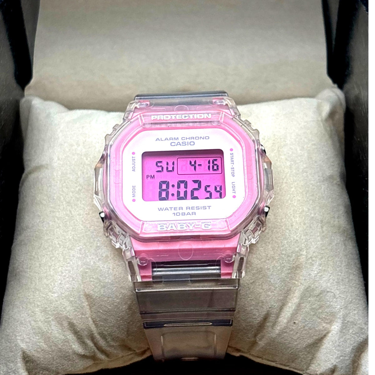 LWS Pink Ice Baby-G BGD565SJ Clear Strap Digital Mod Women's Watch