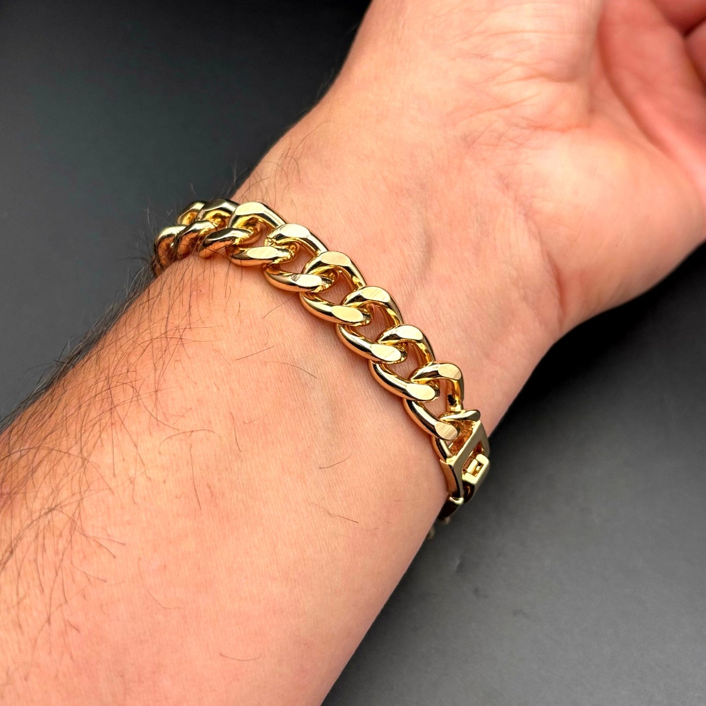 Slate Men’s Gold Plated Stainless Steel Cuban Link Bracelet 8.5in10mm NWT
