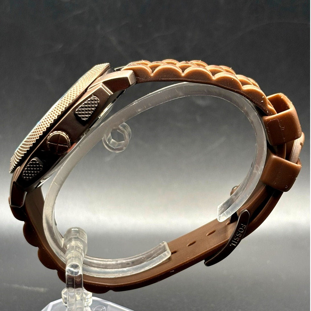 Fossil Machine FS4702 Chronograph Brown 45mm Men’s Watch Silicone Discontinued