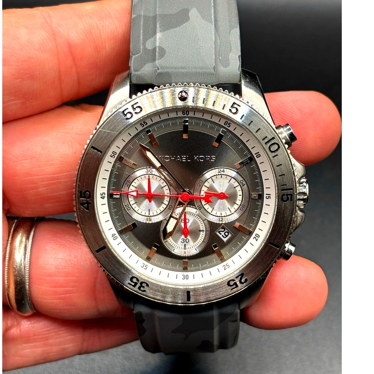 Michael Kors Cortlandt MK8710 Chronograph Gray Camo Men’s Watch 45mm