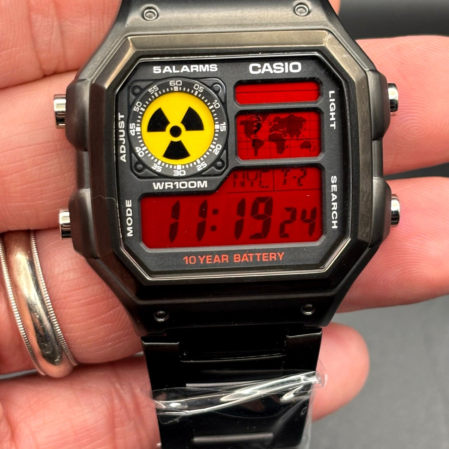 LWS Vector Mk-Blackout Casio AE1200 Dark Stainless Steel Glass Crystal Mod Watch