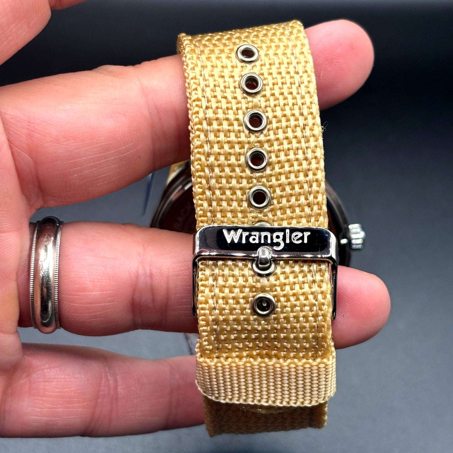 Wrangler WRW1804 5B1 Men's Quartz Watch Tan Dial Canvas Strap NIBWT