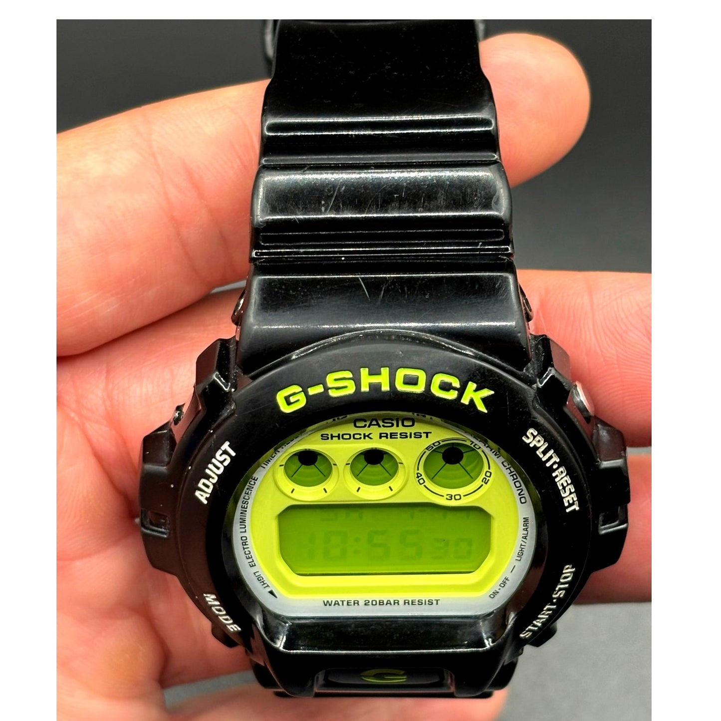 Casio G-Shock DW6900CS-1 Lime Green Glossy Black Digital Men's Watch