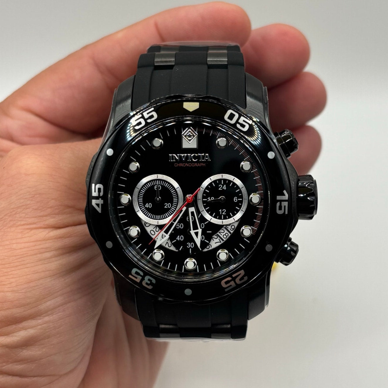 Invicta Pro Diver Scuba 37231 Mens 48mm Chronograph Black Quartz 100m NIBWT