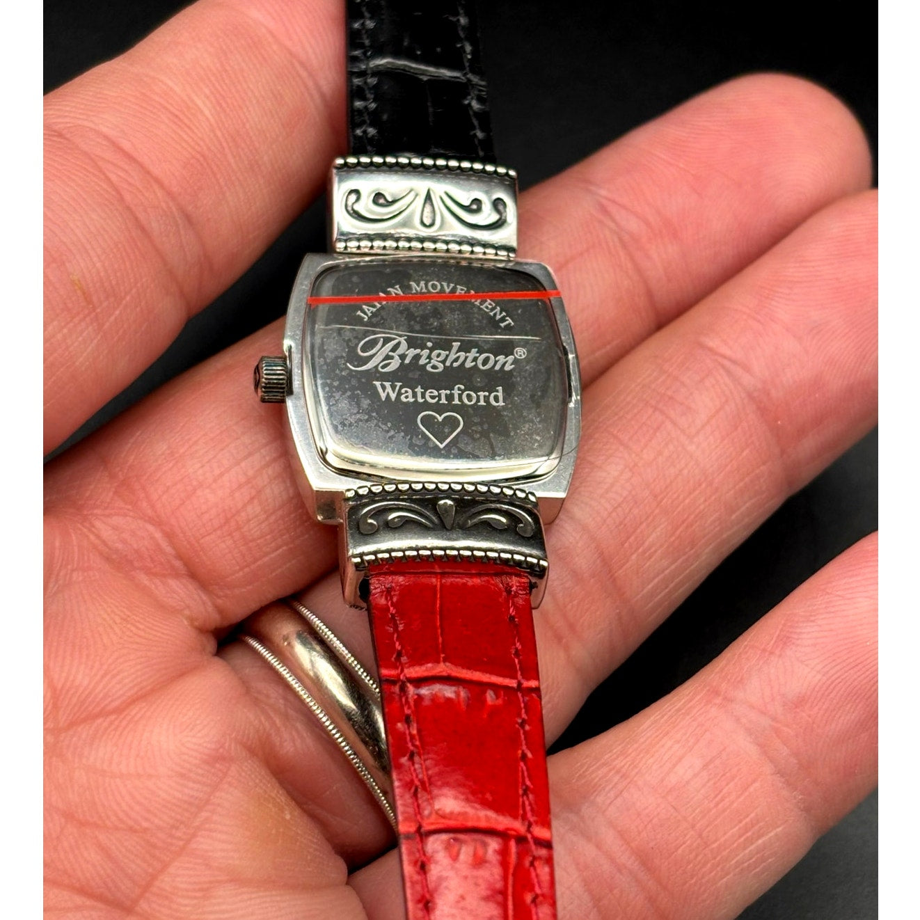 Brighton Waterford W10017 Womens Reversible Red Black Leather Strap Watch NIBWT