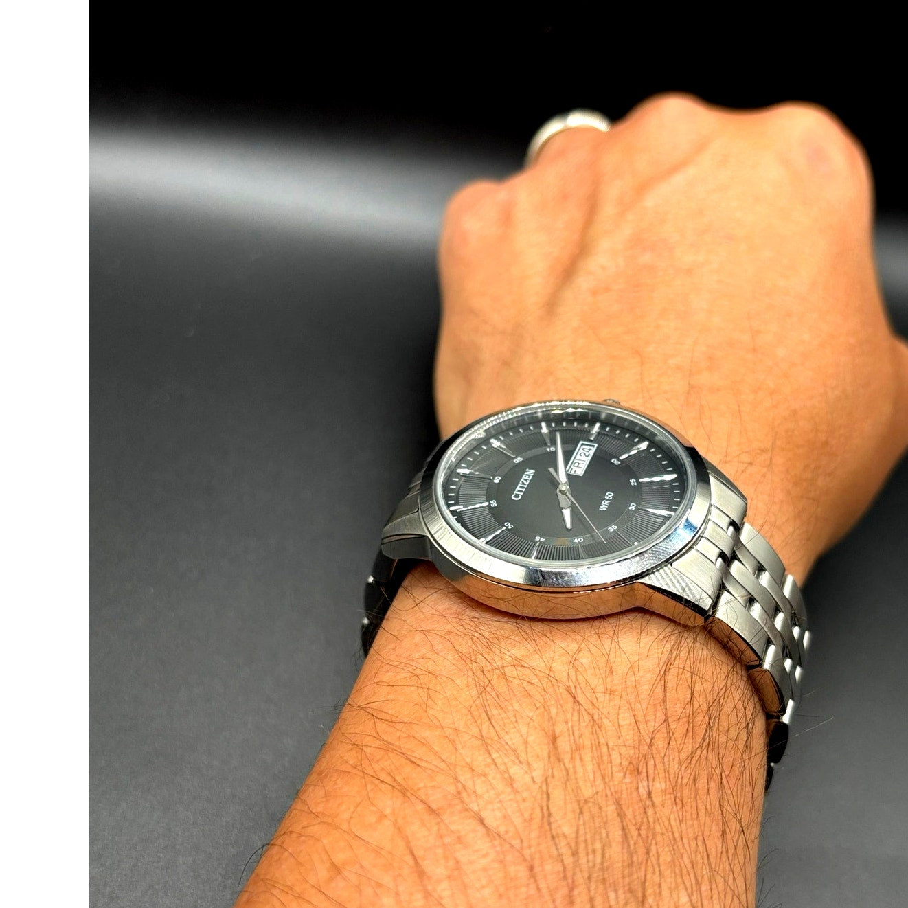 Citizen BF2011-51E Black Sunray Dial Day Date Quartz Men’s Stainless Steel Watch