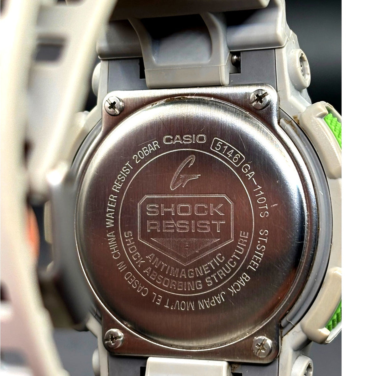 Casio G-Shock GA-110TS-8A3 Gray Neon Green Ana-Digi 51mm Men’s Watch