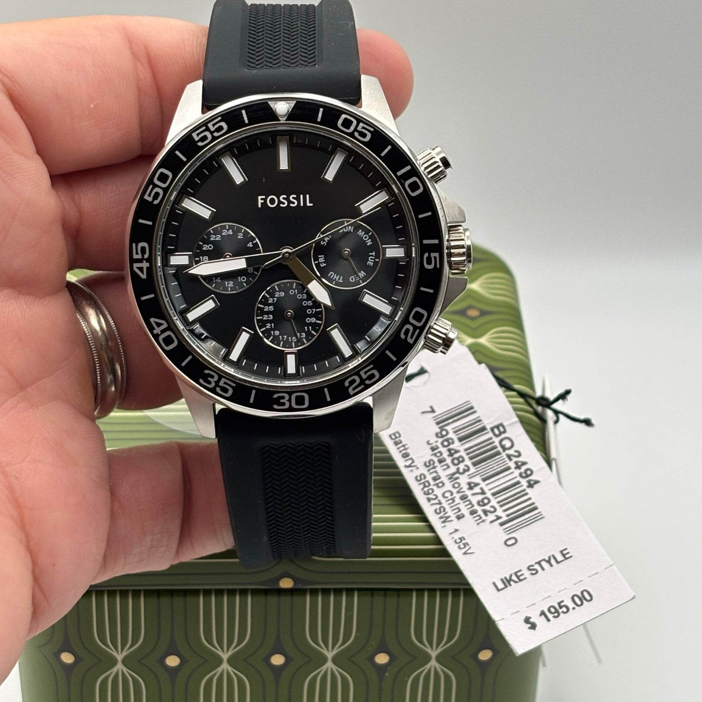 Fossil Bannon BQ2494 Mens 45mm Black Silicone Black Dial Multifunction