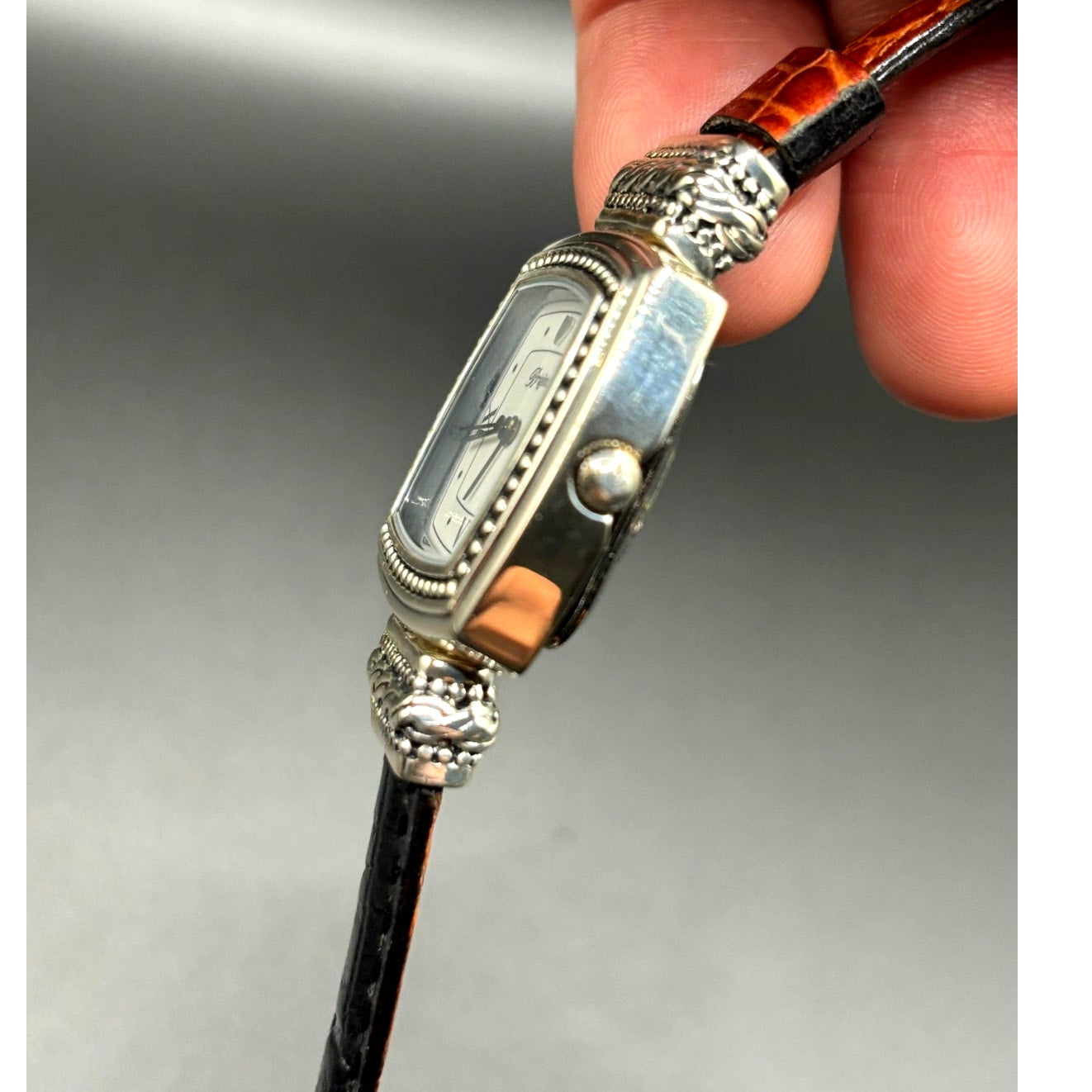 Brighton Toulouse W3130 Womens Reversible Brown Black Leather Strap Watch NIBWT