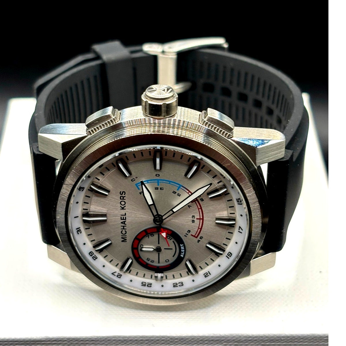 Michael Kors Access Grayson MKT4009 Hybrid Smartwatch 47mm Silver Black Strap