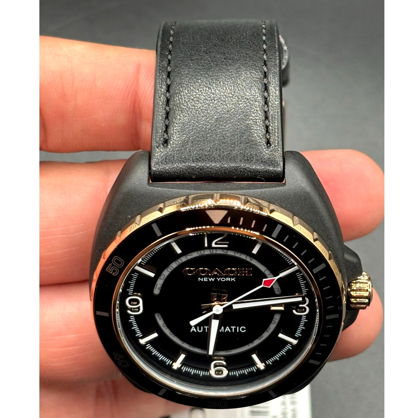 Coach Charter 14602734 Automatic 44mm Black Leather Men’s Watch NIBWT