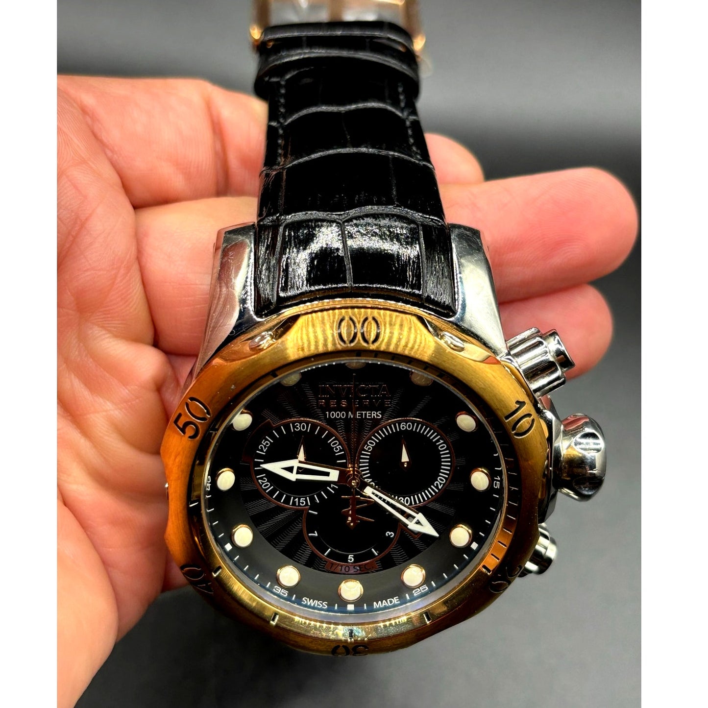 Invicta Reserve Venom 0360 Swiss Made Chronograph 54mm Leather Watch