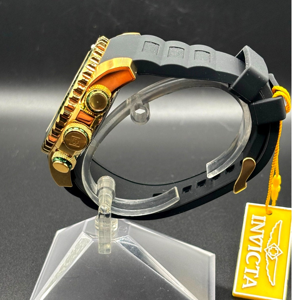 Invicta Sea Hunter 48987 Men’s 52mm Silicone Strap Gold Dive Watch NIBWT