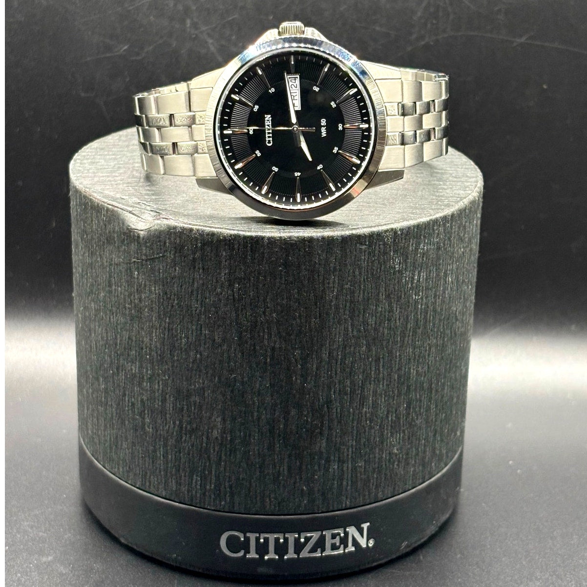 Citizen BF2011-51E Black Sunray Dial Day Date Quartz Men’s Stainless Steel Watch