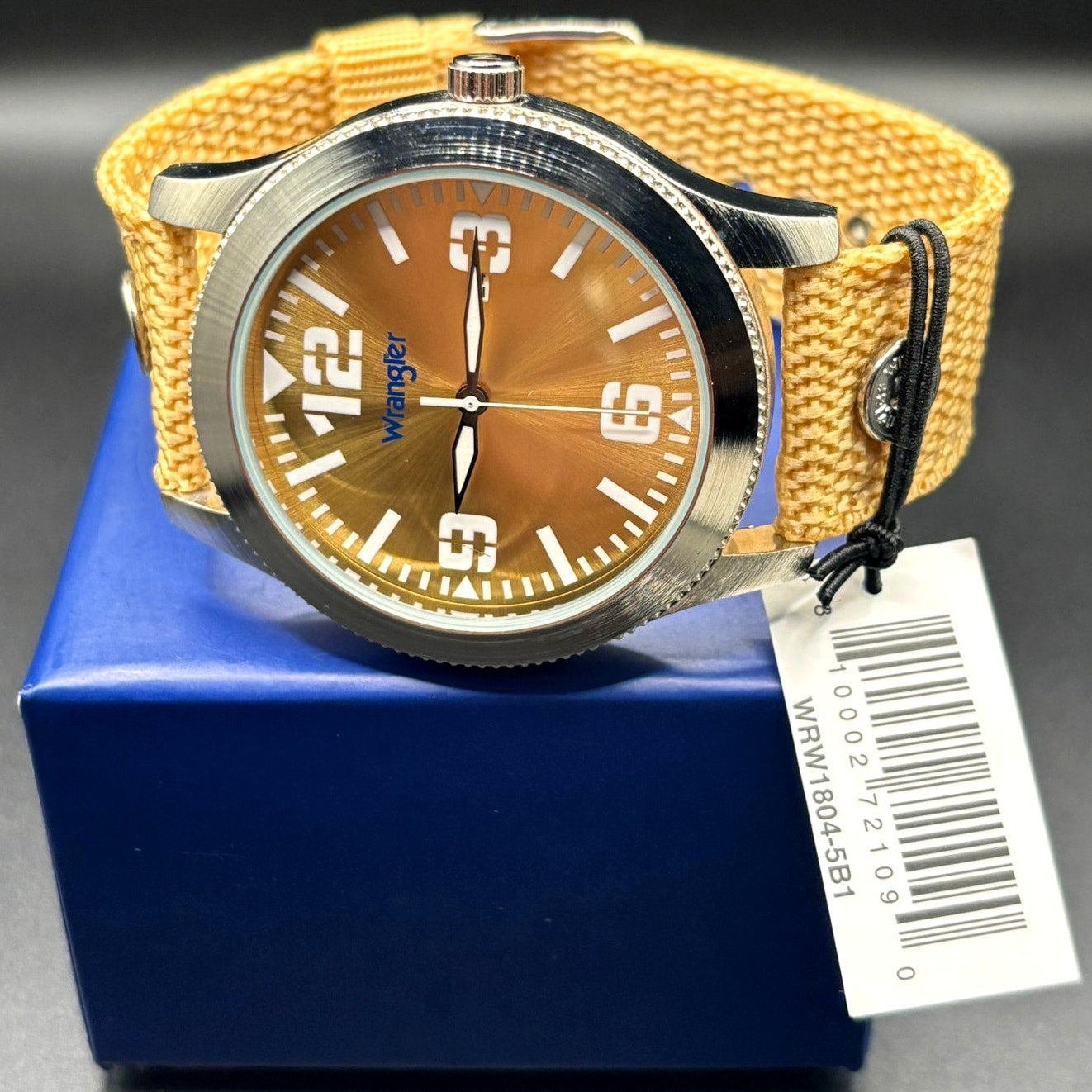 Wrangler WRW1804 5B1 Men's Quartz Watch Tan Dial Canvas Strap NIBWT