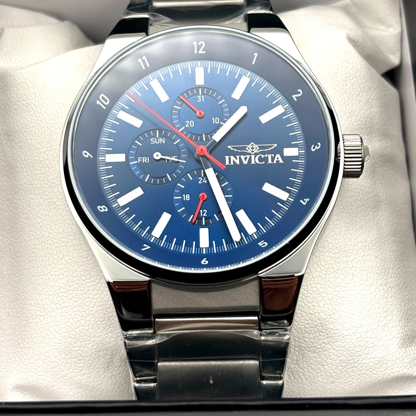 Invicta Racing 47548 Mens 44mm Stainless Steel Blue Dial Quartz 50m NIBWT