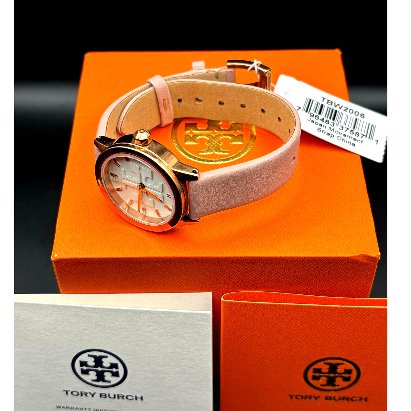 Tory Burch TBW2006 Women’s Gigi Pink Rose Gold Leather Quartz Watch NIBWT