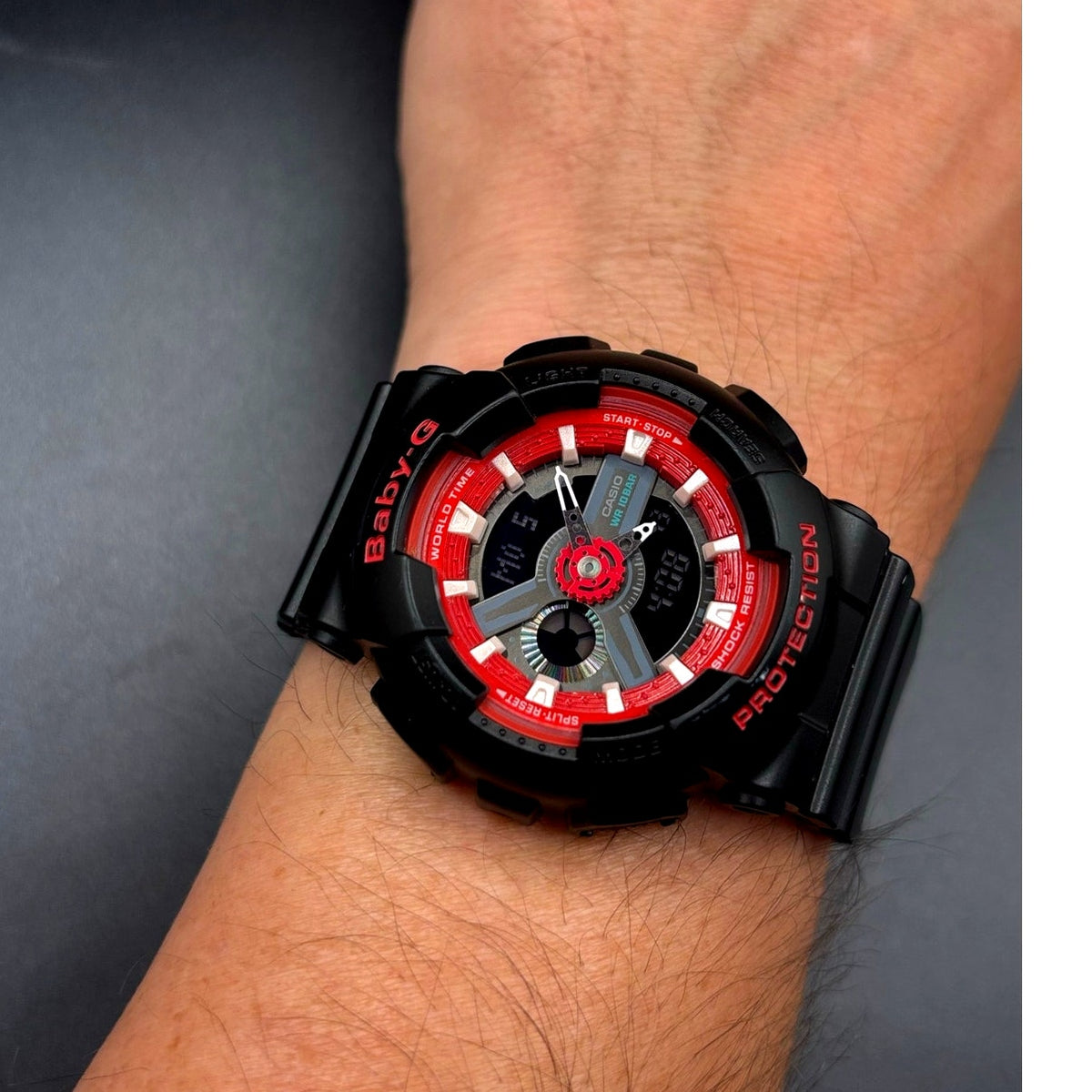 Casio Baby-G BA-110SN-1A Black Red Analog Digital Watch 100M