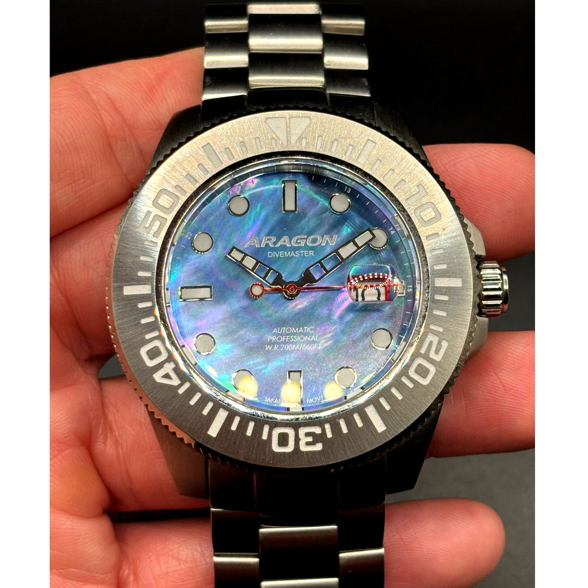 Aragon Divemaster II A334MOP Automatic 50mm Mother of Pearl Men’s Watch Full Set