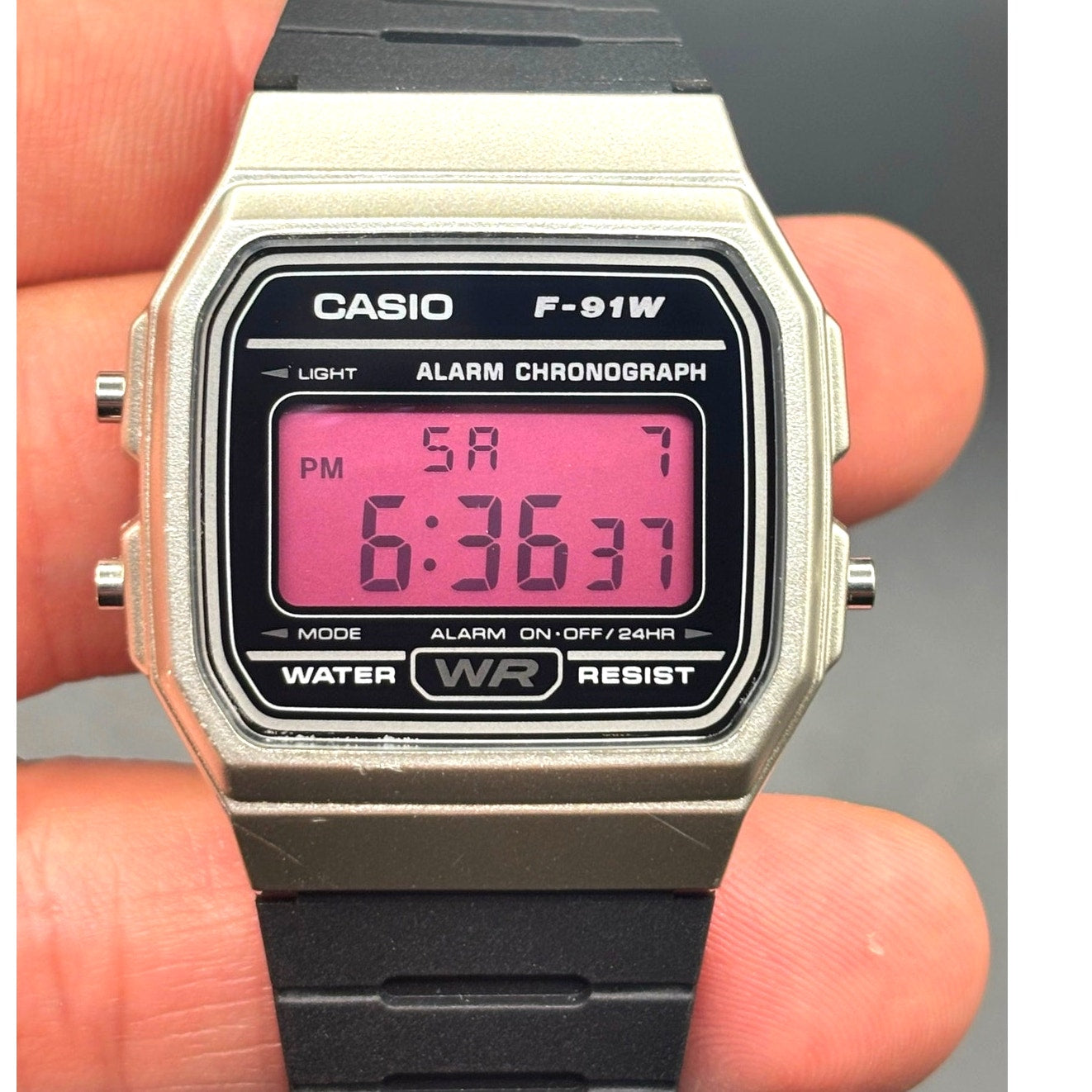 LWS Dark Rose F91W Custom Pink Display Digital Watch