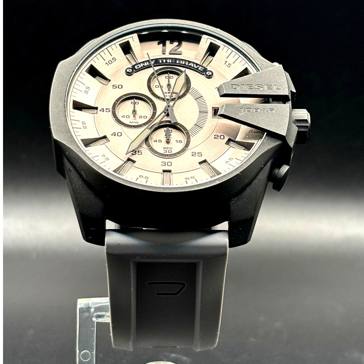 Diesel DZ4496 Mega Chief Men’s Chronograph Gray Dial Silicone Strap 51mm Watch