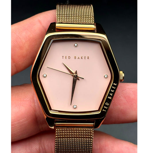 Ted Baker Exter BKPEXF004 Women's 36mm Rose Gold Mesh Swarovski Watch NIBWT