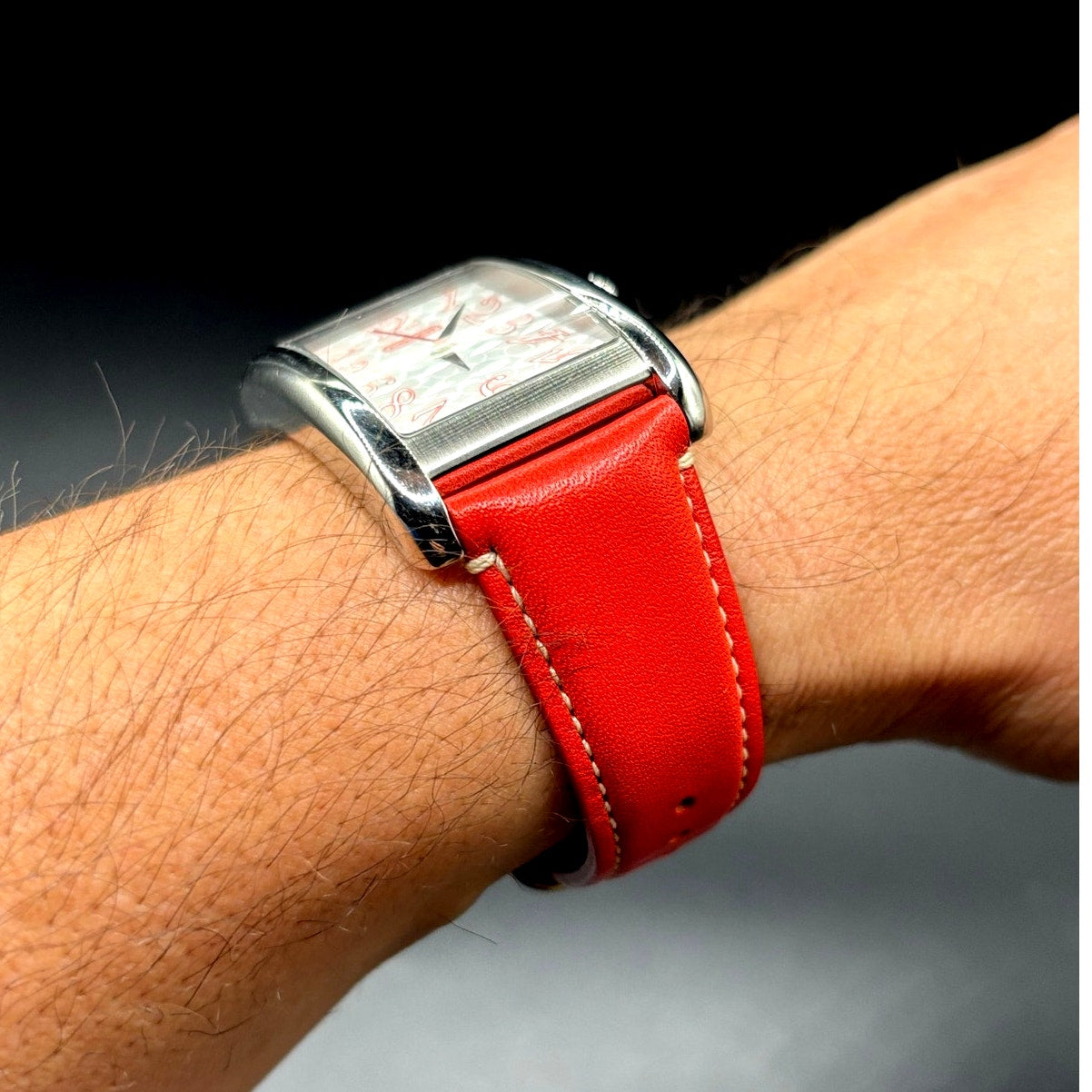 Coach Lexie CA.16.2.14.0384 Swiss Quartz Bright Orange Leather Tank Watch