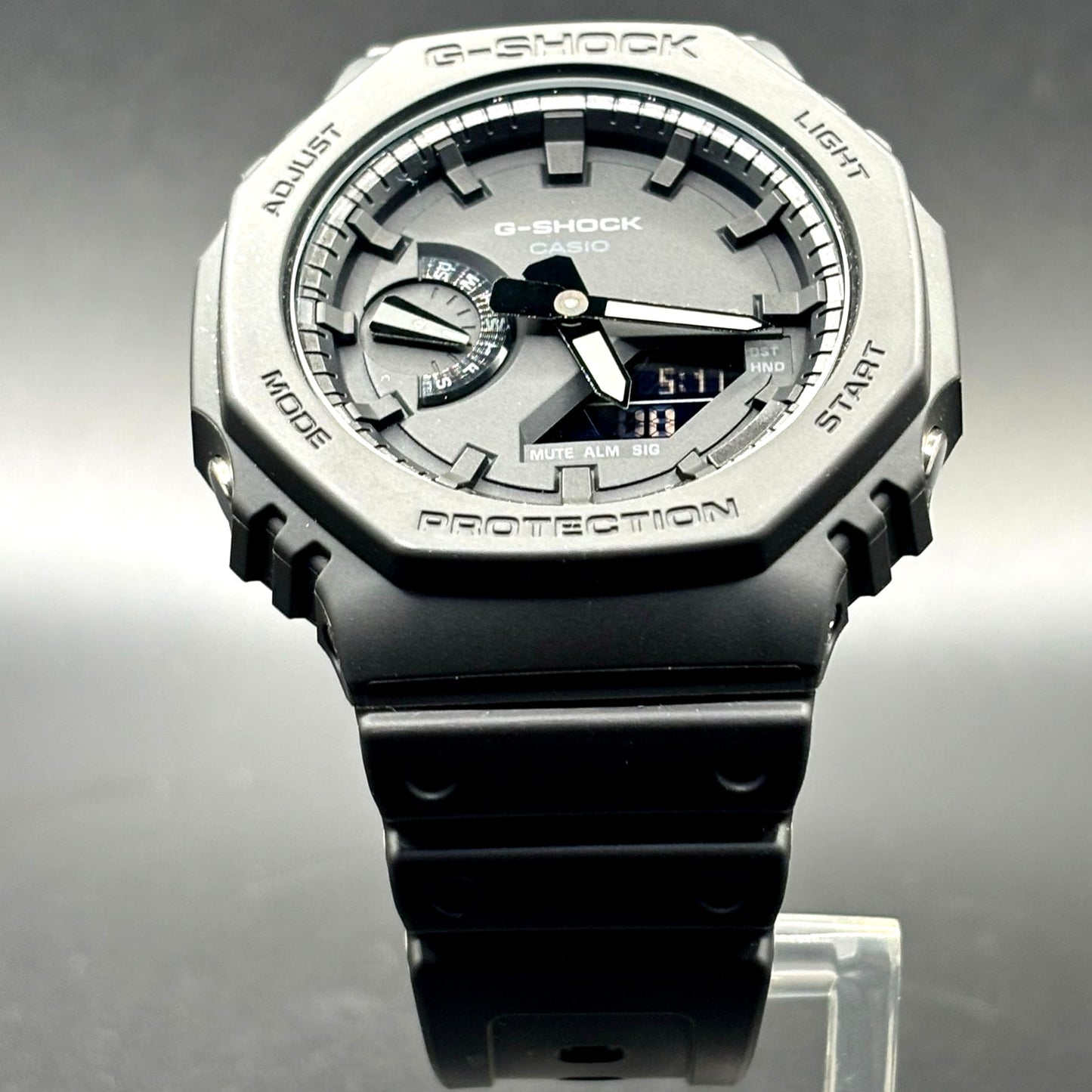 Casio G-Shock GA-2100-1A1 Monochrome Black Carbon Core Guard CasiOak Watch NIB