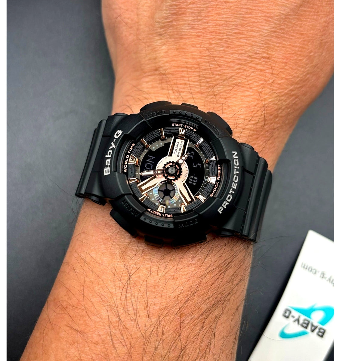 Casio Baby-G BA-110RG-1A Black Rose Gold Analog Digital Watch NIBWT 100M