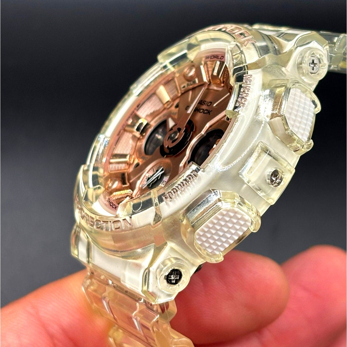 Casio G-Shock GMAS120SR-7A Women's Rose Gold Skeleton Analog Digital Watch NIBWT