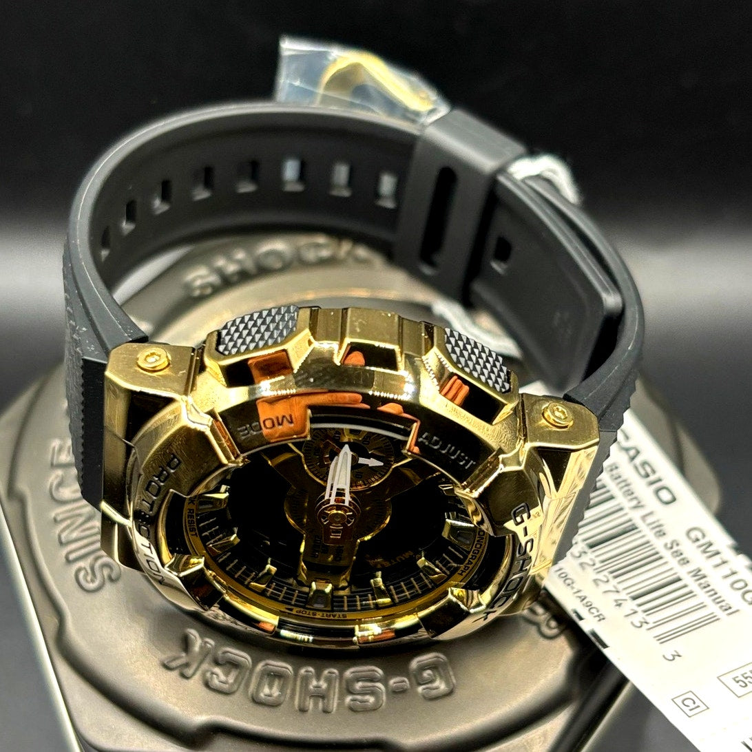 Casio G-Shock GM110G-1A9 Black Gold Metal Covered Analog Digital Watch NIBWT