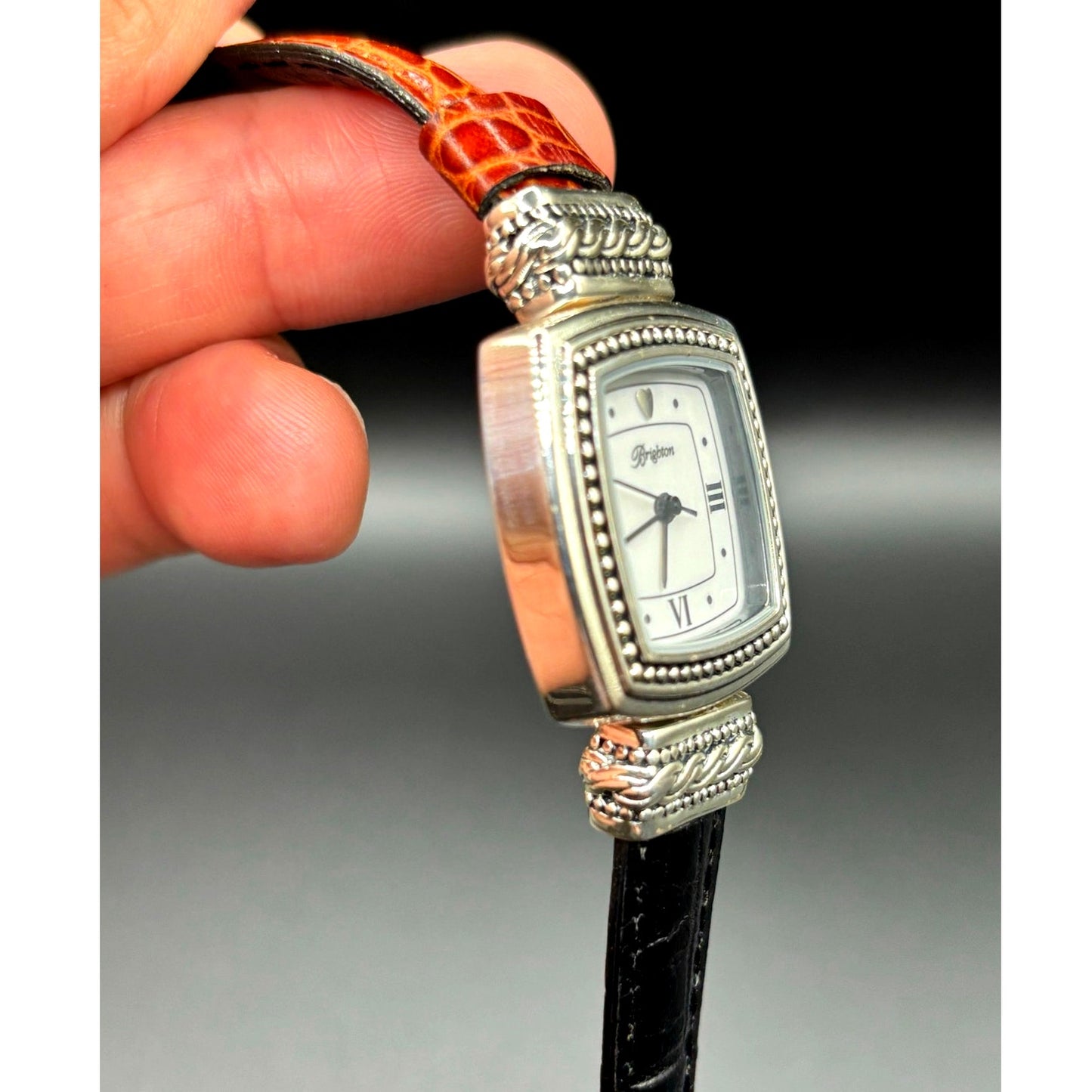 Brighton Toulouse W3130 Womens Reversible Brown Black Leather Strap Watch NIBWT