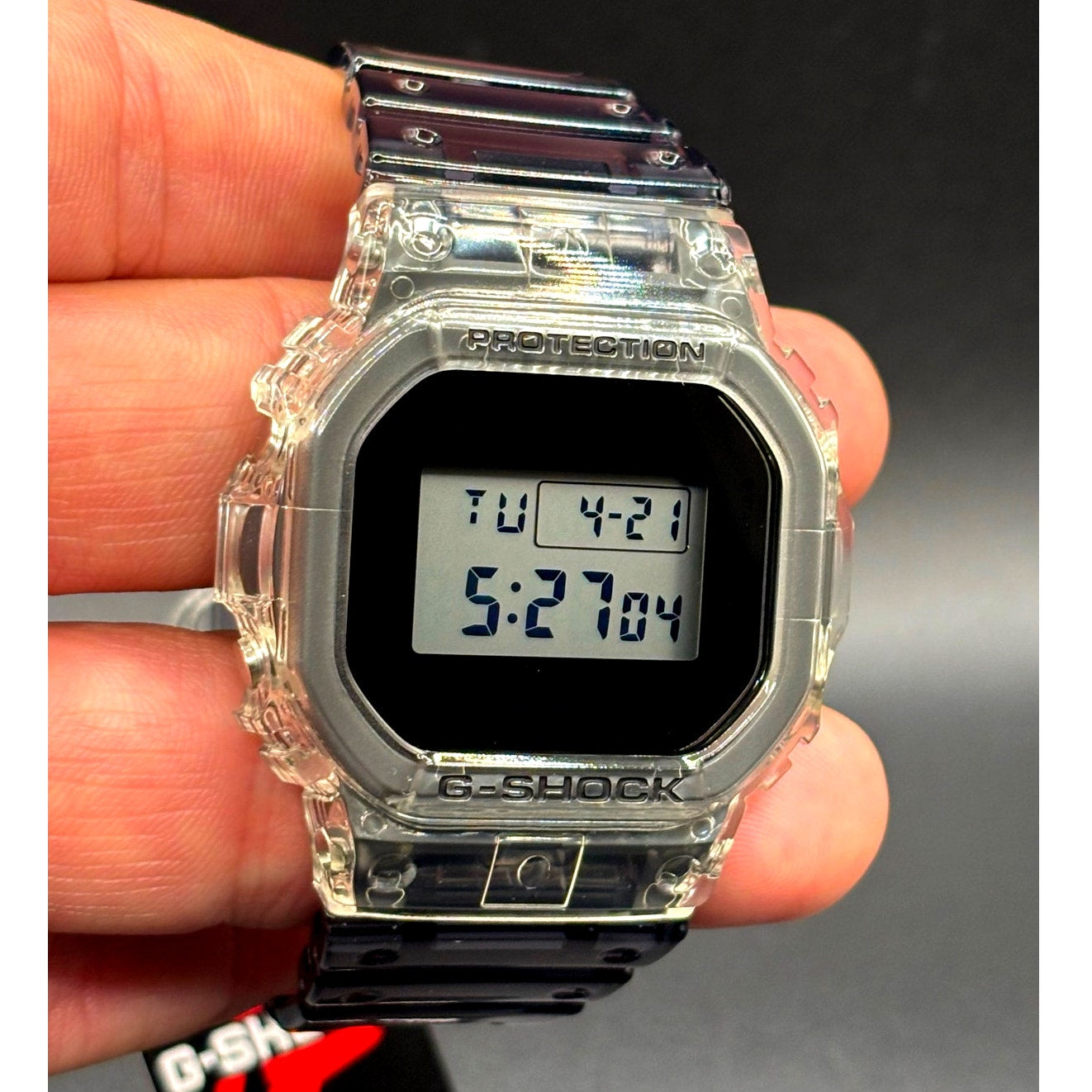Casio G-Shock DW5600SK-1 Skeleton Clear Resin Digital Unisex Retro Watch NIBWT