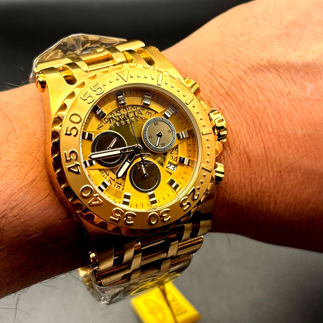 Invicta 45932 Mens Reserve Chaos Swiss Ronda Chrono Gold Tone Stainless Steel