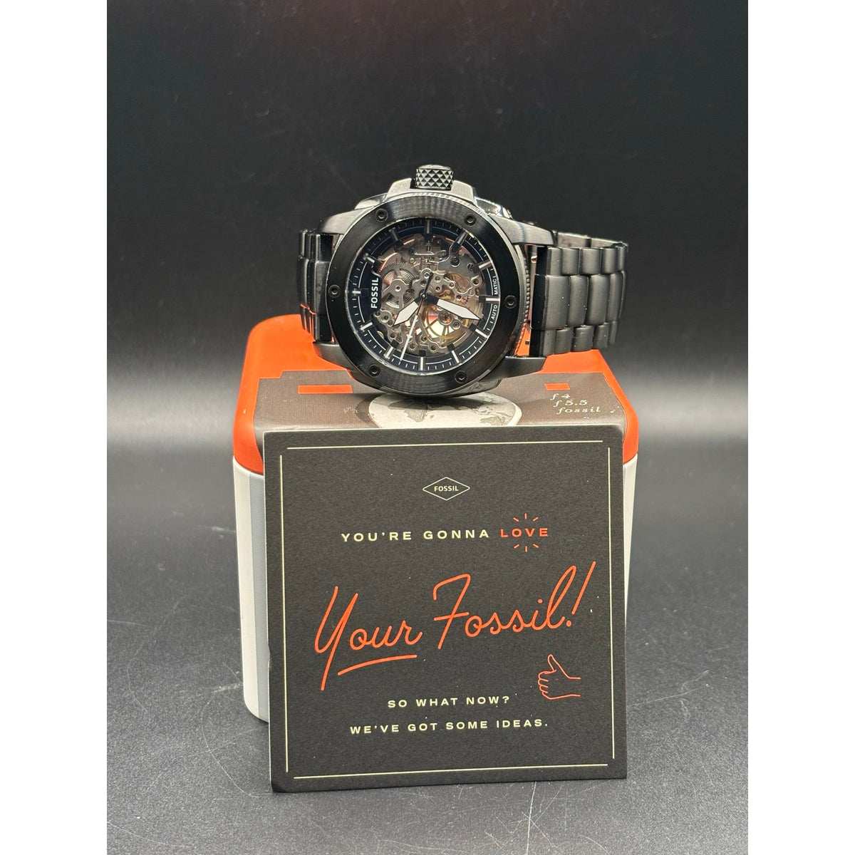 Fossil ME3080 Modern Machine Automatic Skeleton Black Steel Men’s Watch 50mm