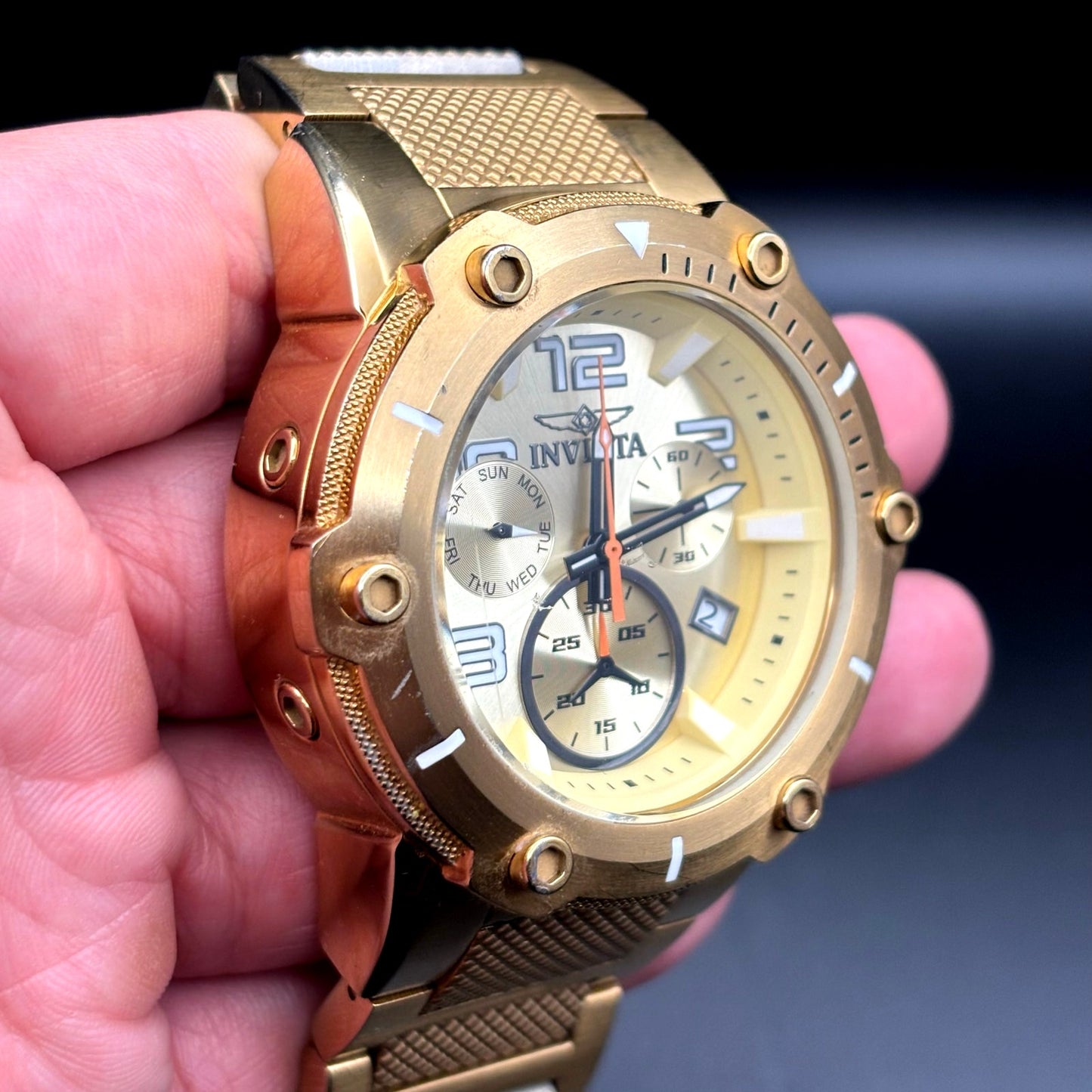 Invicta Speedway 19529 Men's Ion Gold Plated Chronograph Swiss Quartz 51mm Watch