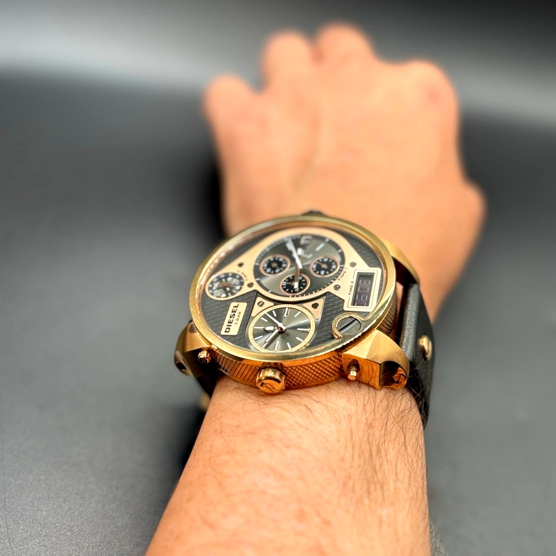 Diesel Mr. Daddy DZ7261 Men's Oversized Chrono Leather Analog Digital Watch