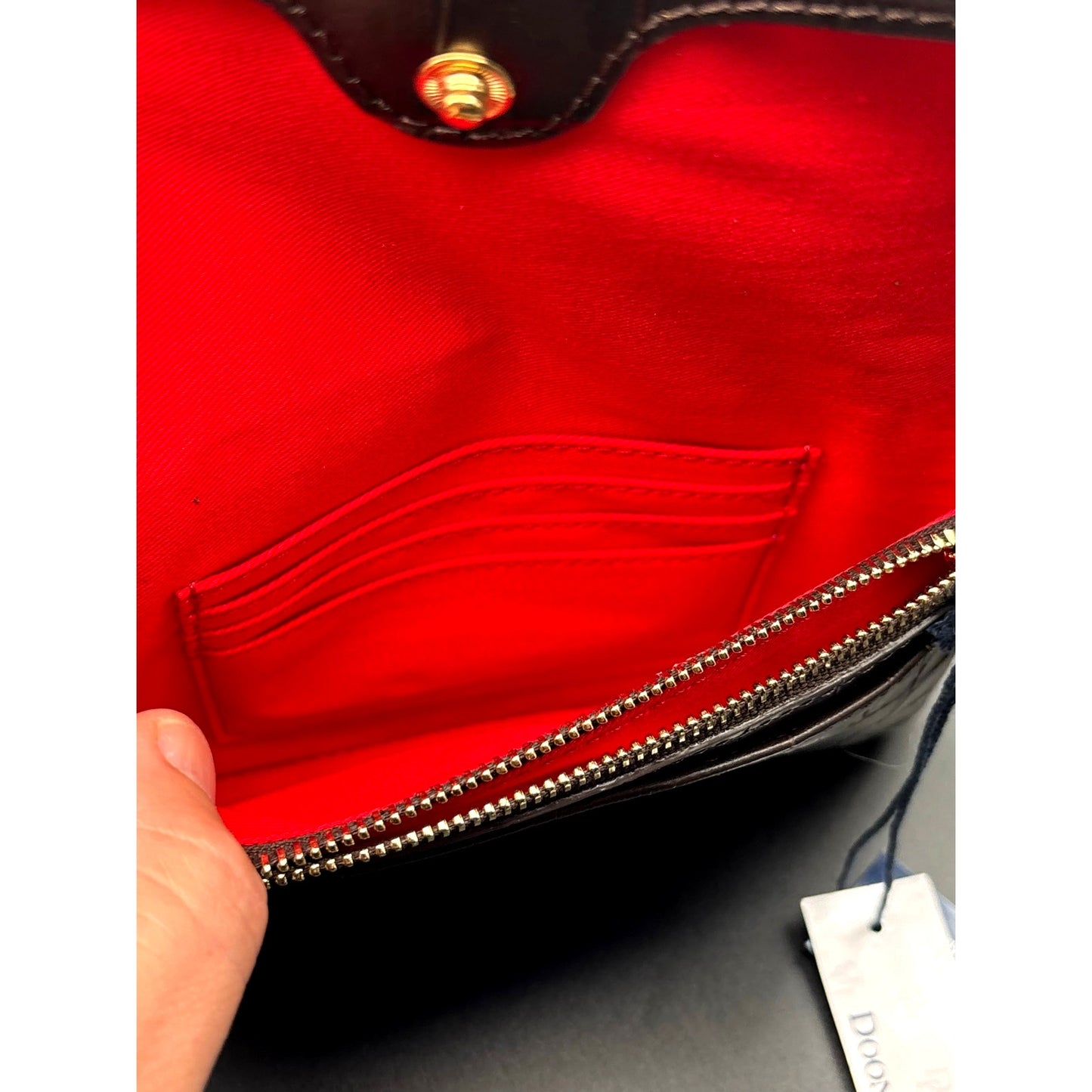 Dooney & Bourke Oakdale Milly Wristlet Espresso Embossed Calfskin Leather NWT