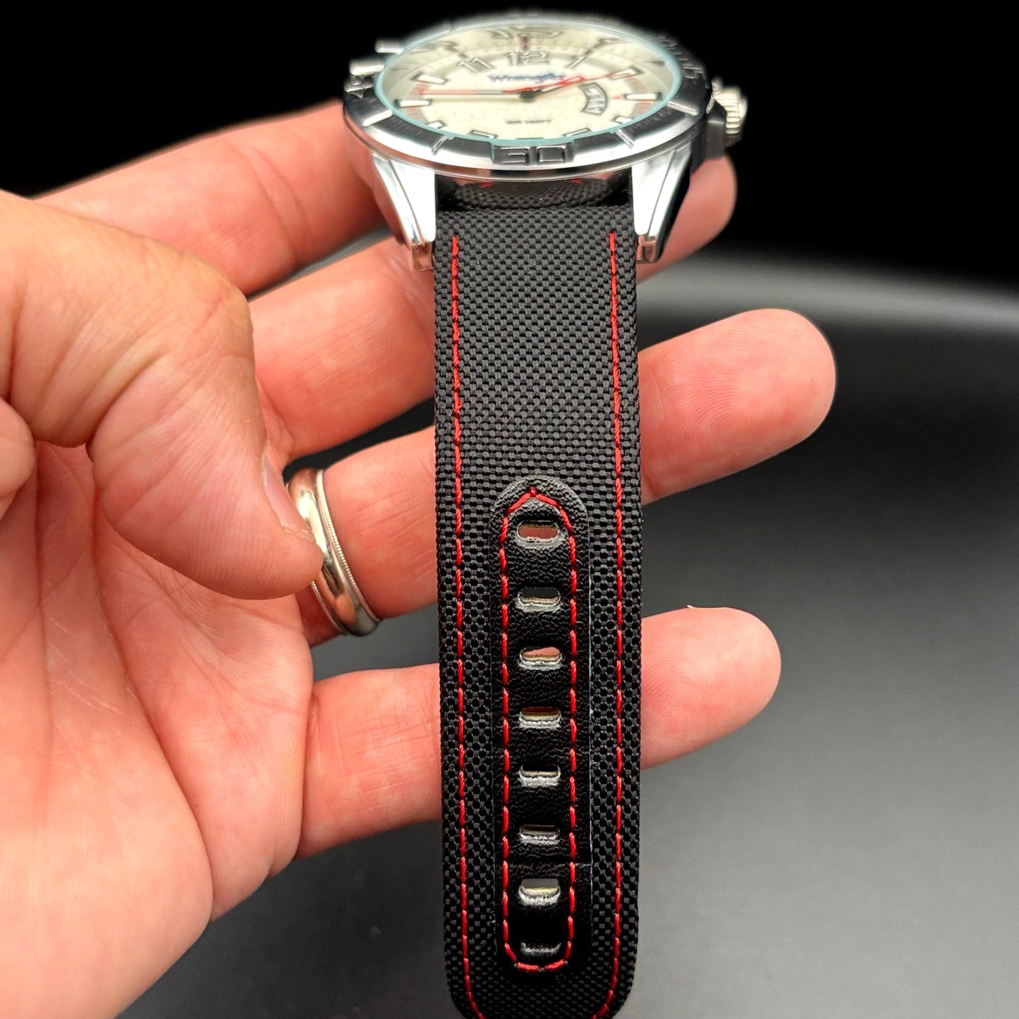 Wrangler WRW4801-7B1 Men’s Western Collection Watch Cream Dial Nylon Strap NIBWT