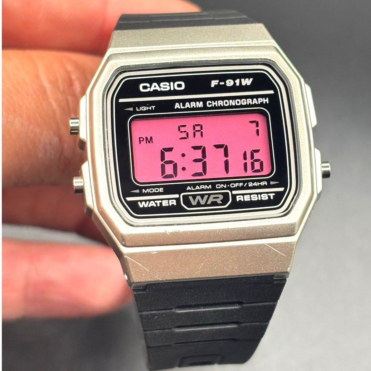 LWS Dark Rose F91W Custom Pink Display Digital Watch