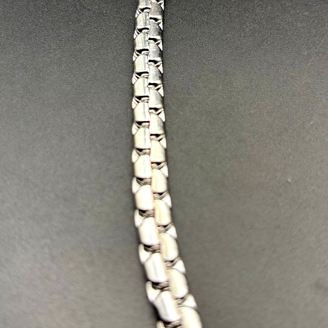 SteelTime Men's Stainless Steel Silver Plated  Fluted Link Necklace 24 Inch NWT